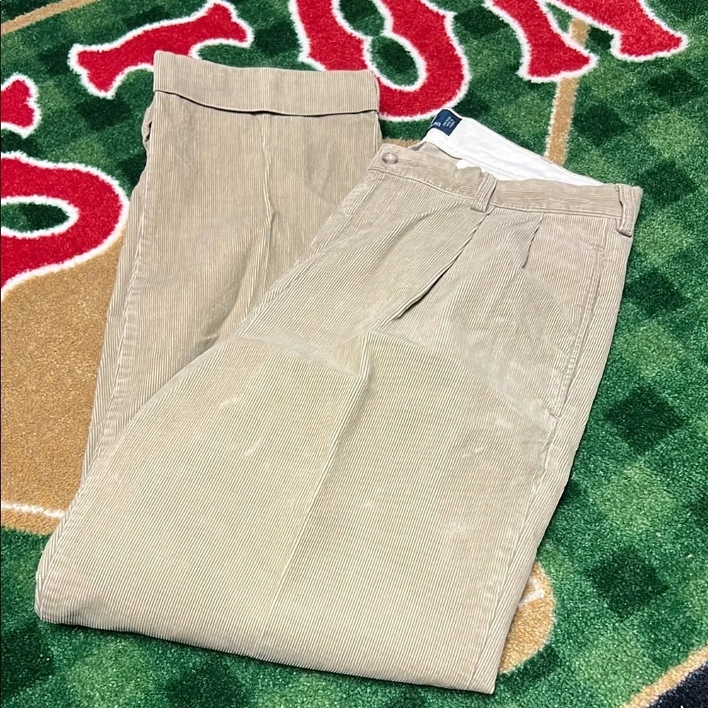 Polo Ralph Lauren Corduroy Hammond Pant Size 36x30 Khaki Pleated Cuffed